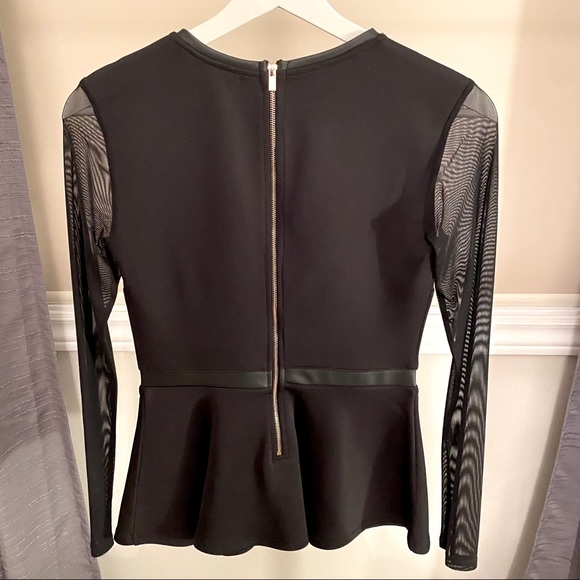DYNAMITE Peplum Black Mesh Top - Picture 4 of 5